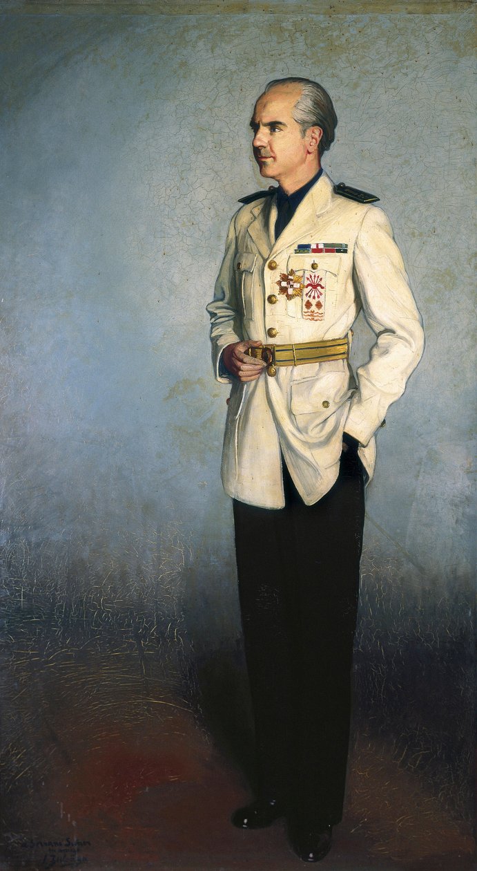 Portret Ramona SERRANO SUNERA (1901-2003) hiszpańskiego sędziego i polityka (olej na płótnie) autorstwa Ignacio Zuloaga y Zabaleta