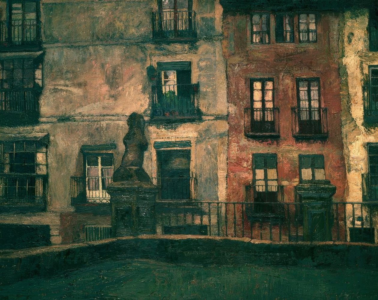 Segovia: Stare domy, 1917 , Olej na płótnie, 107 × 120 cm, AS00823 autorstwa Ignacio Zuloaga y Zabaleta