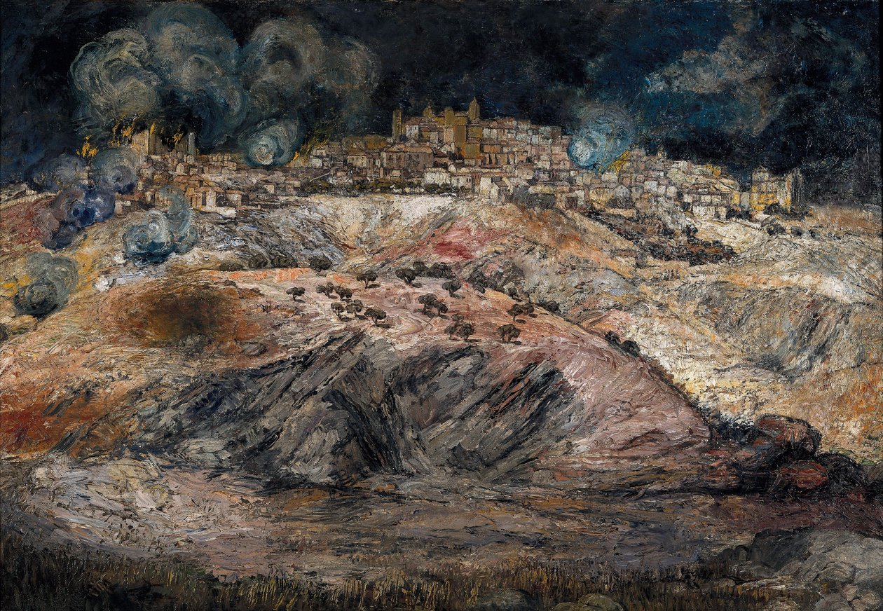Hiszpańska wojna domowa (1936-1939): „Widok na Toledo w płomieniach” autorstwa Ignacio Zuloaga y Zabaleta