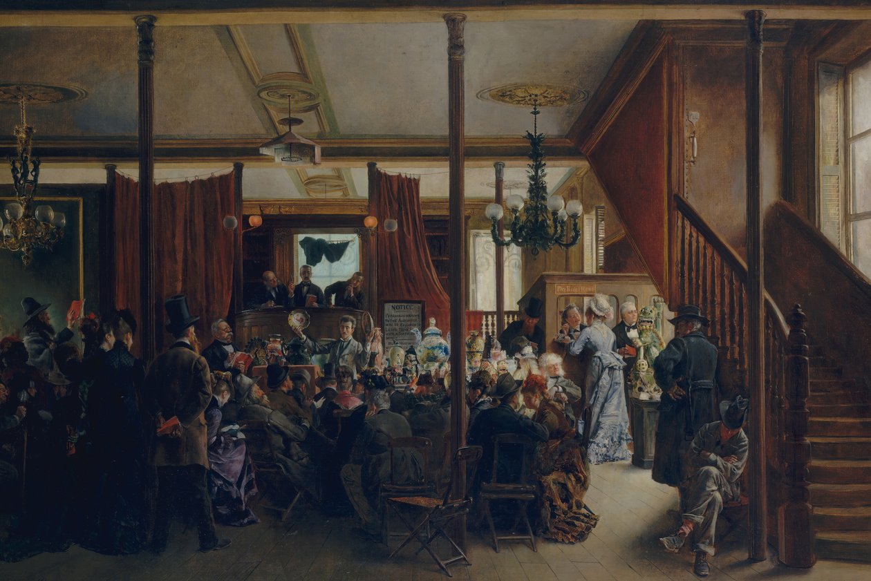 Wyprzedaż aukcyjna w Clinton Hall, Nowy Jork, 1876, 1876. autorstwa Ignacio de León Escosura