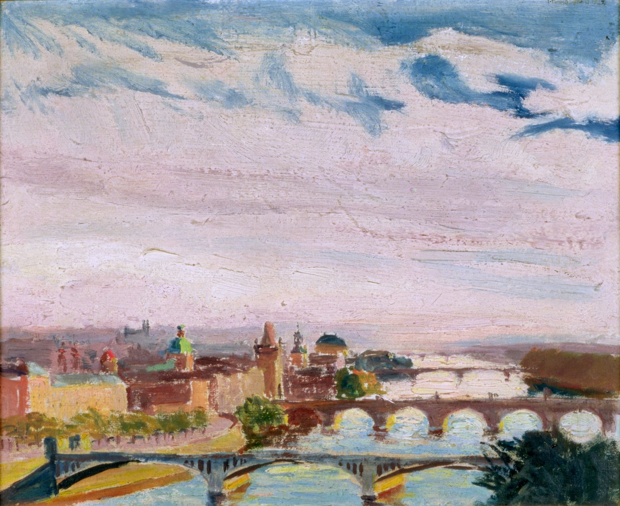 Widok Pragi z Letnej, 1925 (olej na tekturze) autorstwa Ignacy Pinkas