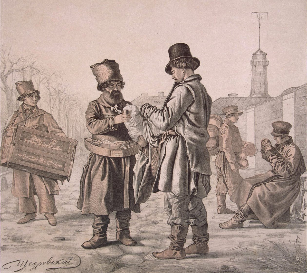 Street Sbiten Sprzedawca z serii To są nasi ludzie, 1842 autorstwa Ignati Stepanovich Shchedrovsky