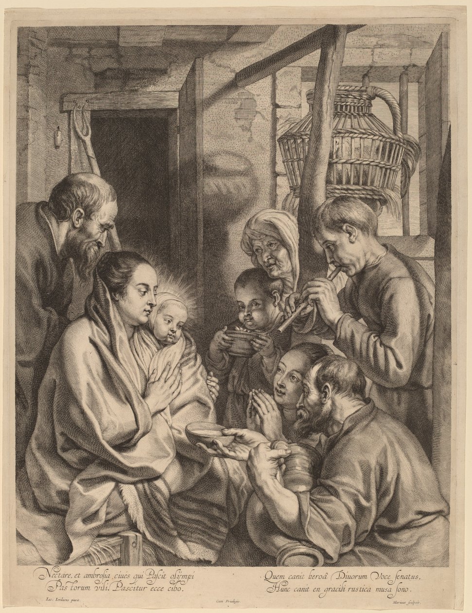 Adoracja pasterzy autorstwa Ignatius Cornelis Marinus after Jacob Jordaens