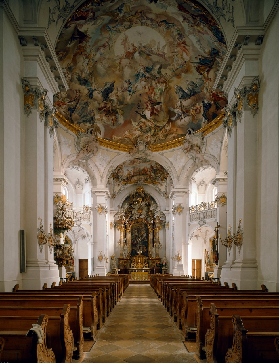 Widok wnętrza opactwa San Marino i San Anianus (Marinus i Anianus) autorstwa architekta Ignaza Guenthera (1725-1775) autorstwa Ignaz  Gunther