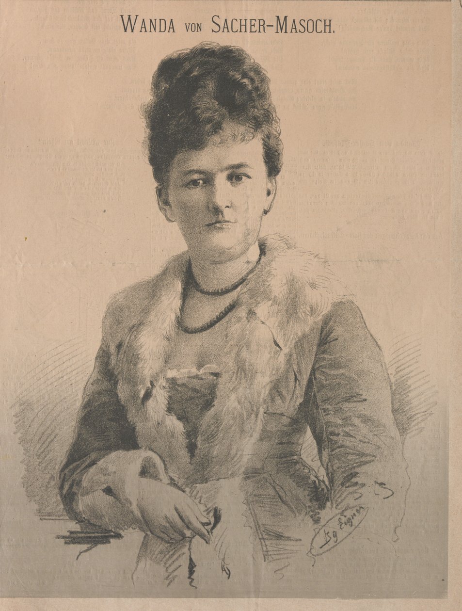 Pisarka Wanda von Sacher-Masoch, z domu Angelika Aurora Rumelin, 1879. autorstwa Ignaz Eigner