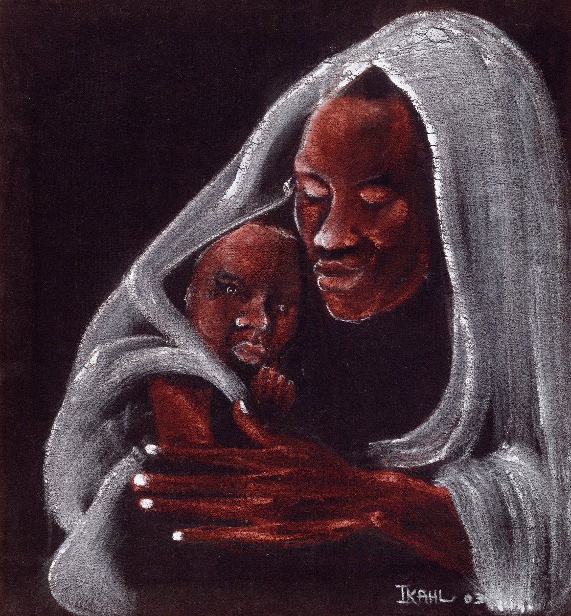 Ojciec i syn, 2003 (olej na zamszu) autorstwa Ikahl Beckford