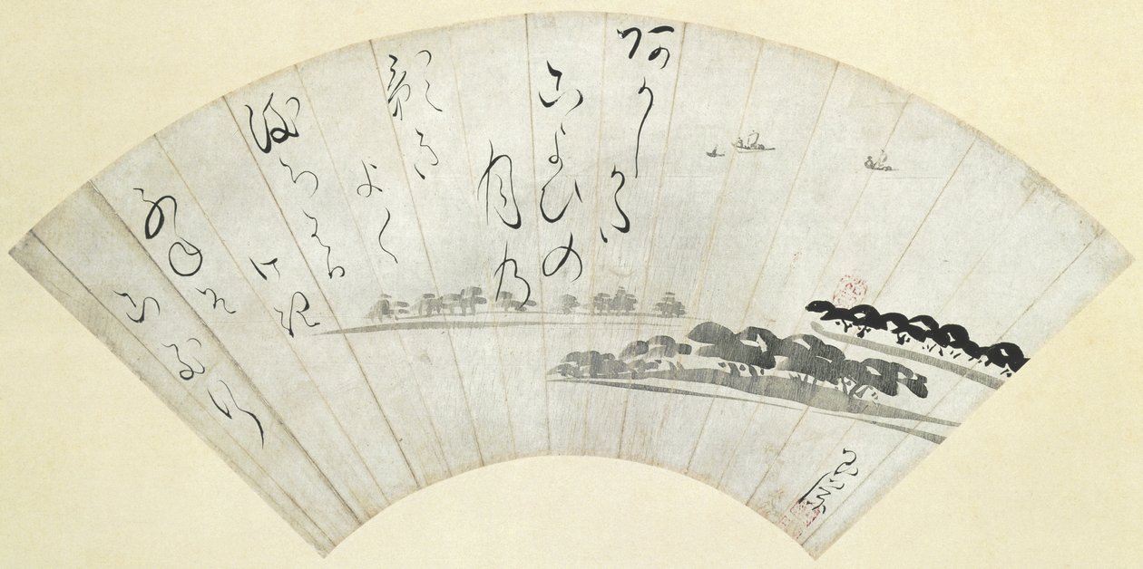 Zatoka Akashi, koniec XVIII wieku (tusz na papierze zaklejonym miką) autorstwa Ike Gyokuran