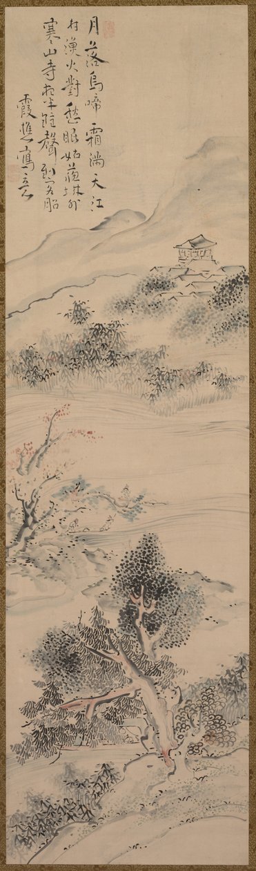 Ilustracja do wiersza Zhang Qi o Świątyni Zimnej Góry autorstwa Ike no Taiga