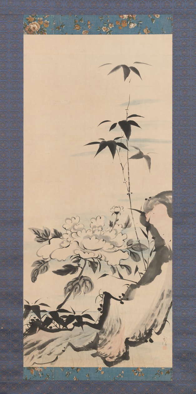 Piwonia i bambus, ca. 1768. autorstwa Ike no Gyokuran