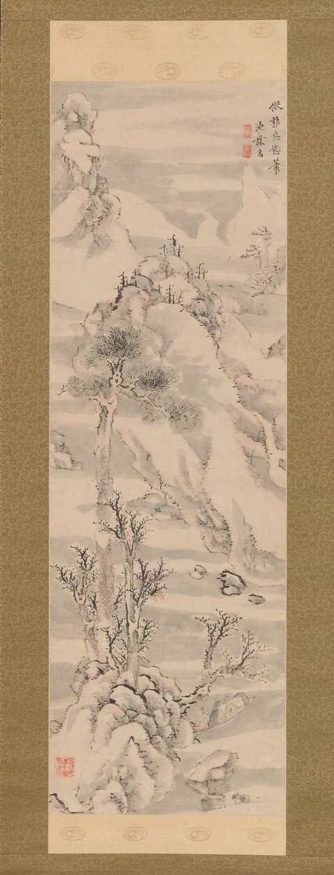 Zimowy krajobraz w stylu Guo Zhongshu, koniec XVIII wieku. autorstwa Ike no Taiga