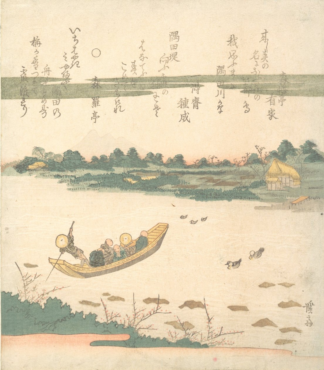 Prom Przeprawa przez rzekę Sumida, ca. 1840. autorstwa Ikeda Eisen