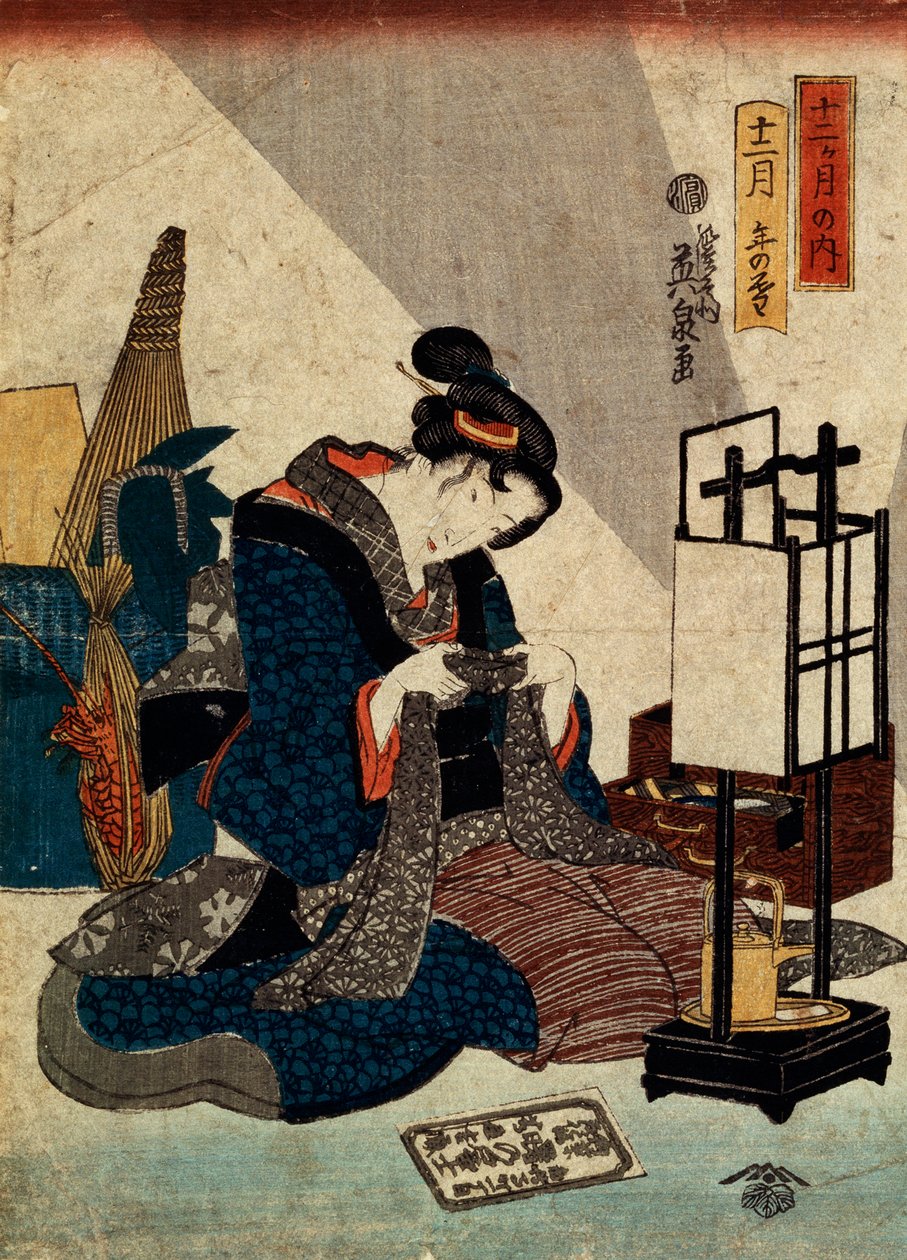 „Koniec dwunastego miesiąca” z cyklu „Dwanaście miesięcy”, c1840-c1848 autorstwa Ikeda Eisen