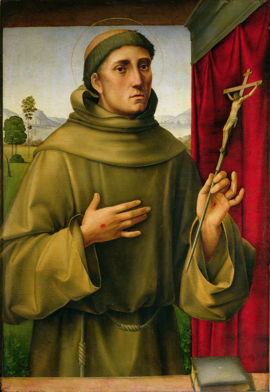 Św. Franciszek z Asyżu, c.1490 (tempera na panelu) autorstwa Il Francia