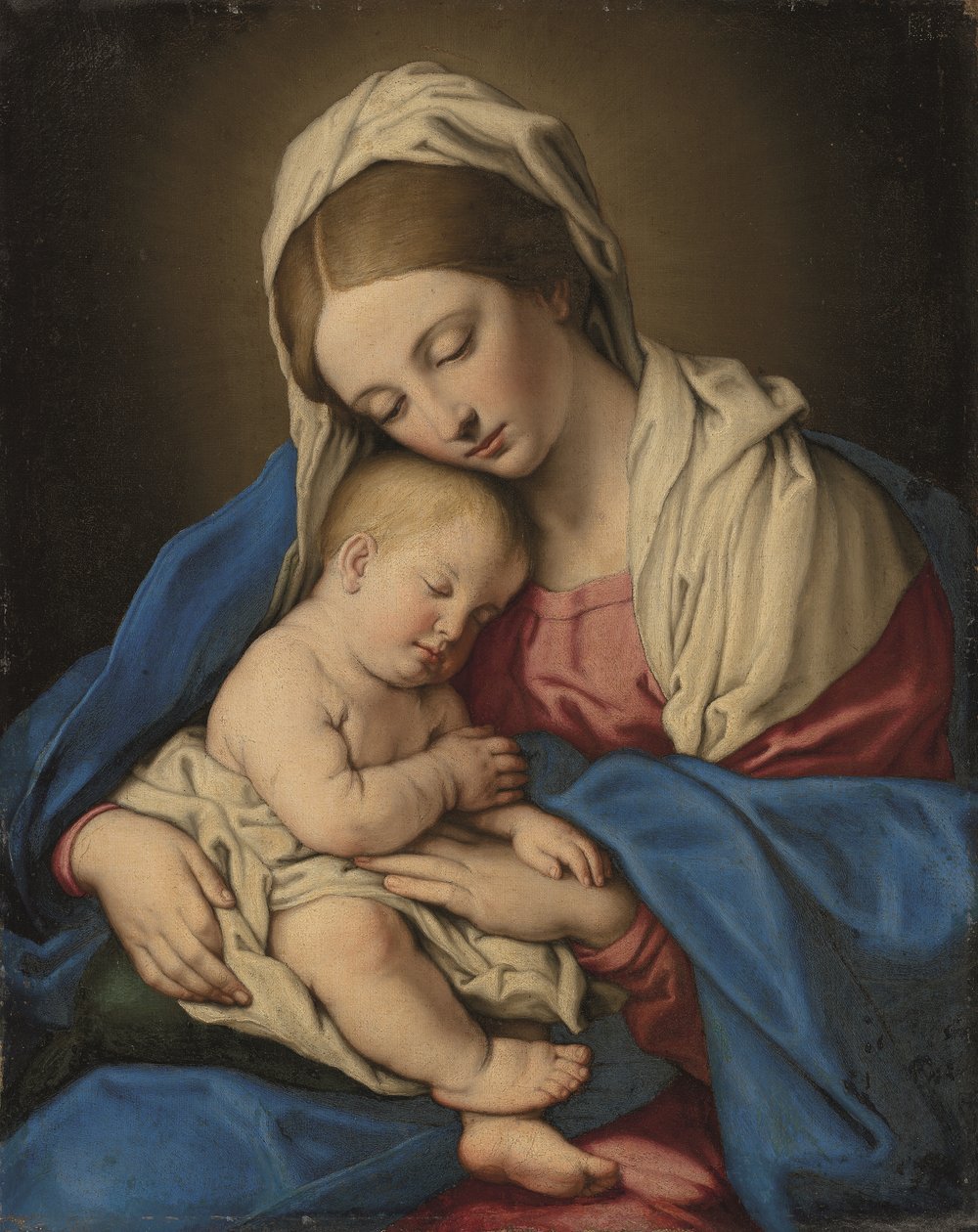 Madonna z Dzieciątkiem (olej na płótnie) autorstwa Il (1609-85) Sassoferrato