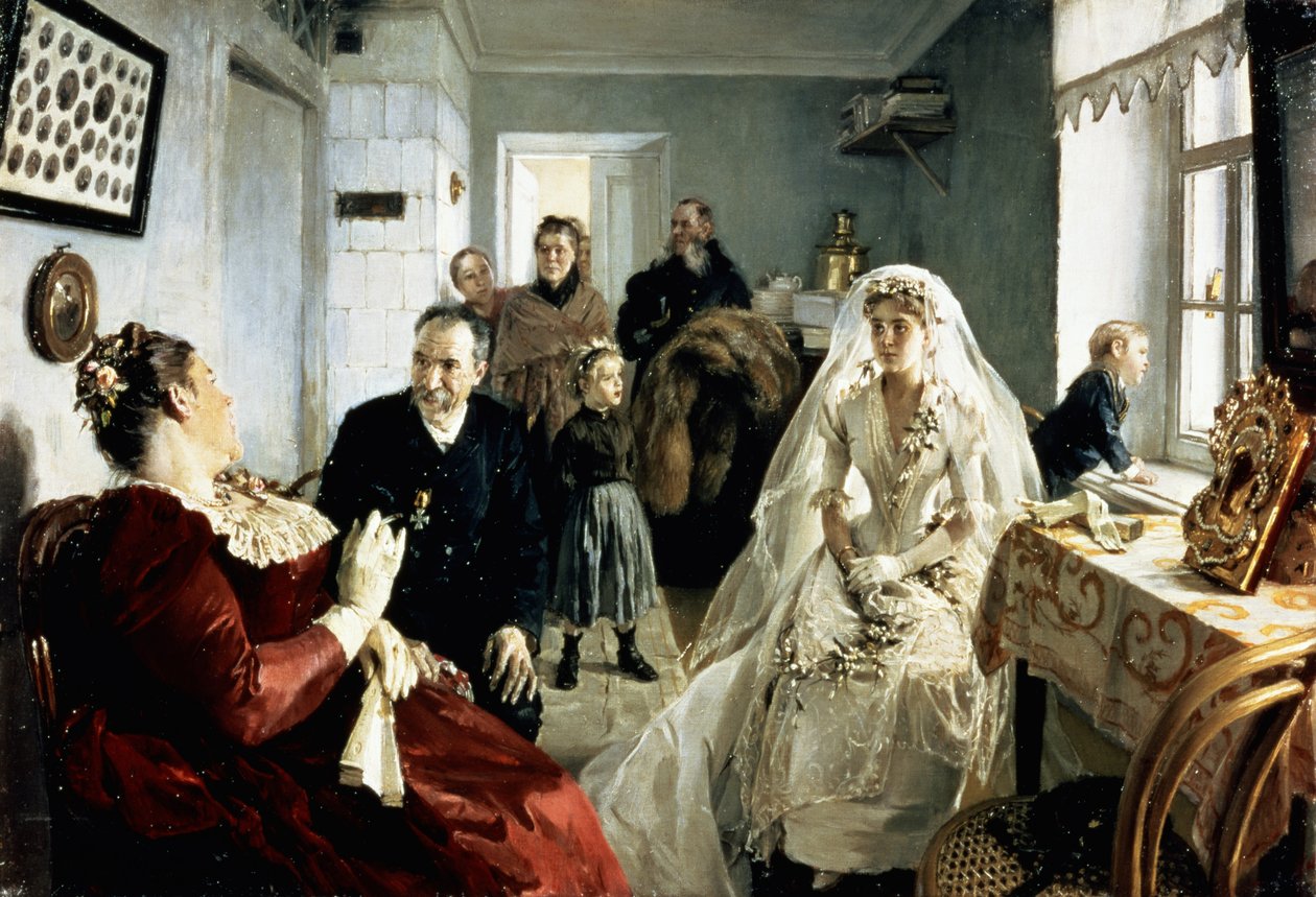 Przed ślubem, lata 80. XIX wieku autorstwa Illarion Mikhailovich Pryanishnikov