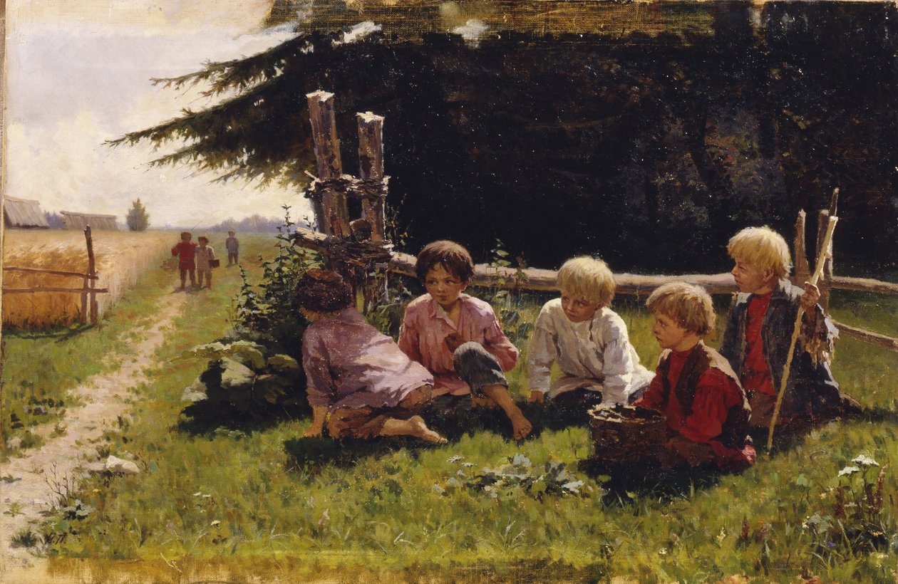 Dzieci w zasadzce autorstwa Illarion Mikhailovich Pryanishnikov