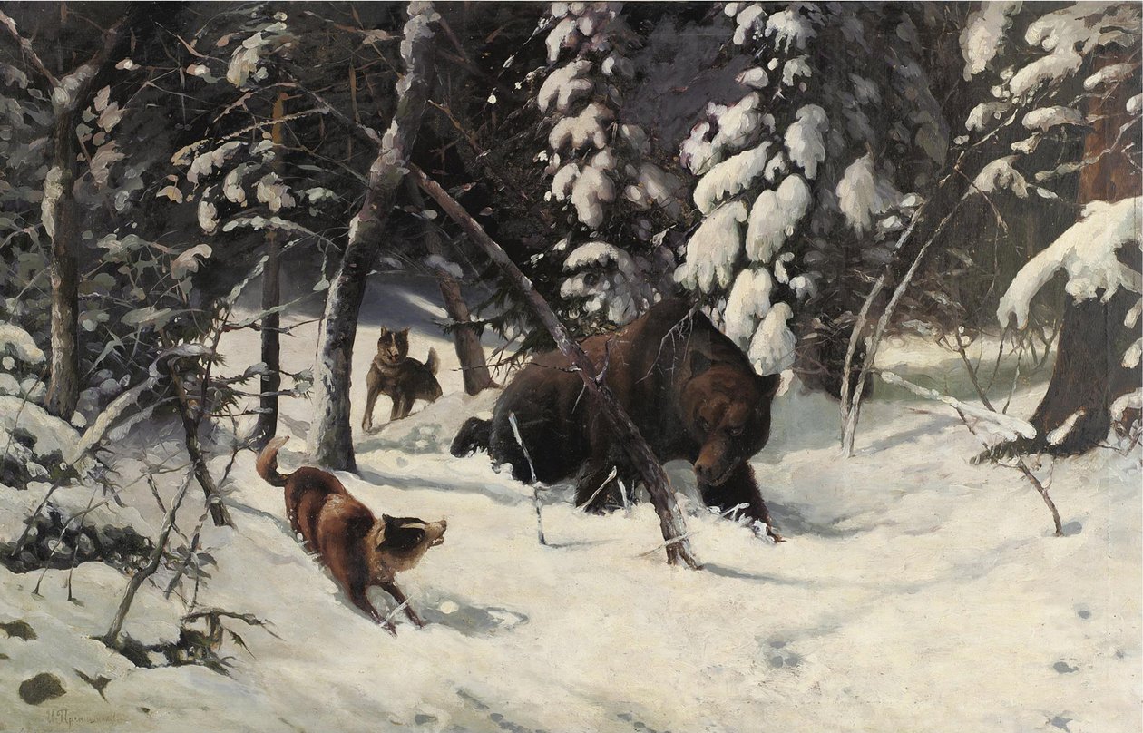Polowanie na niedźwiedzie autorstwa Illarion Mikhailovich Pryanishnikov