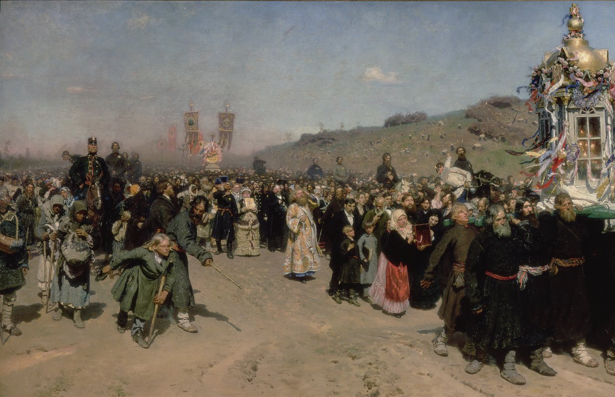 Procesja religijna w prowincji Kursk, 1880-83 autorstwa Ilya Efimovich Repin
