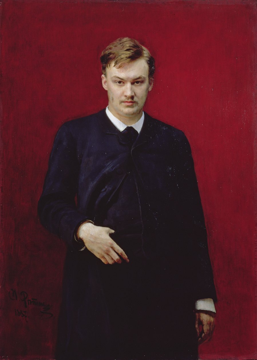 Portret kompozytora Aleksandra Konstantinowicza Głazunowa (1865-1936) 1887 autorstwa Ilya Efimovich Repin