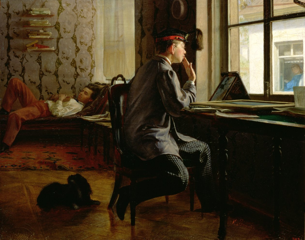 Przygotowanie do egzaminów, 1864 autorstwa Ilya Efimovich Repin