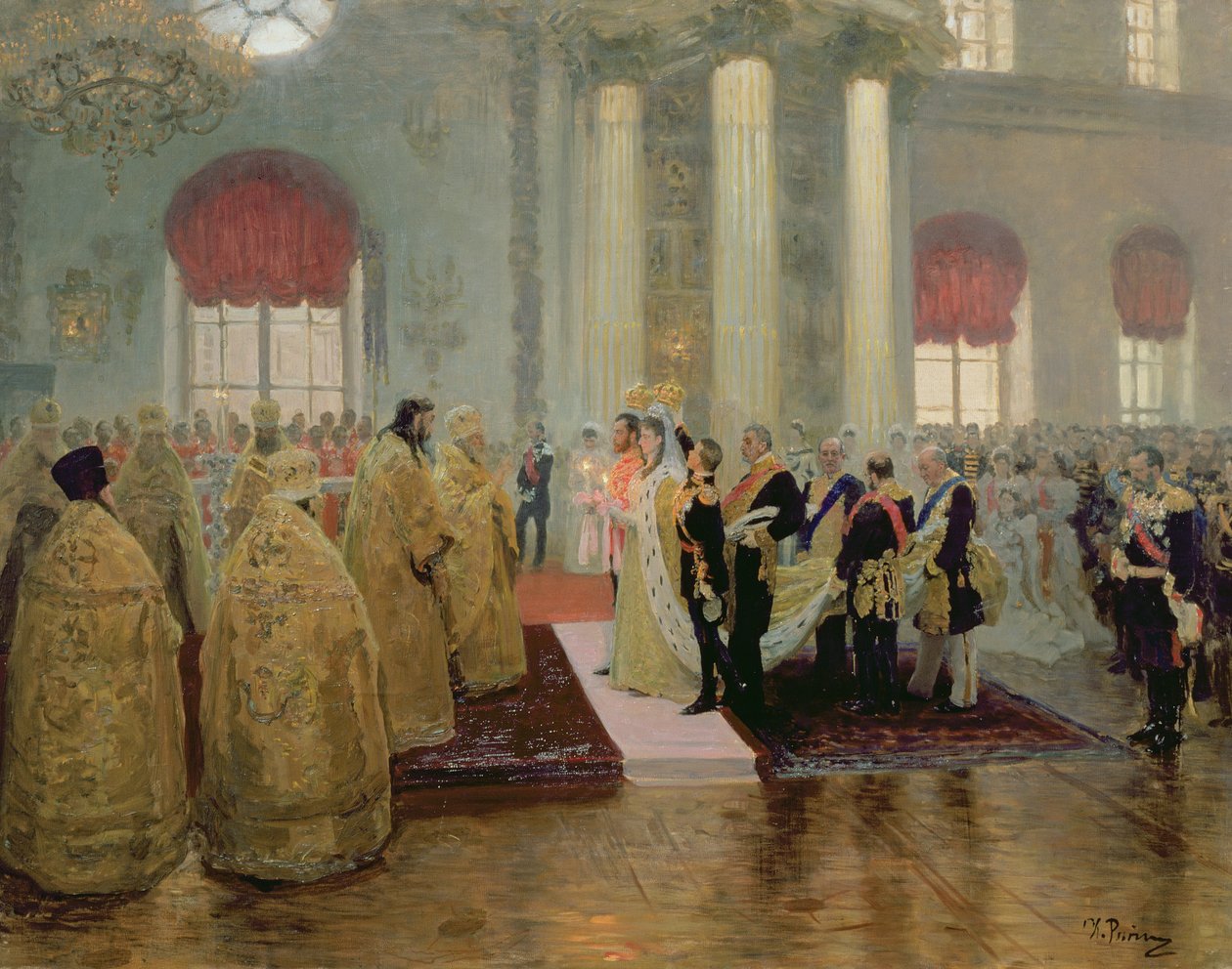 Ślub cara Mikołaja II (1868-1918) i Aleksandry Fiodorowny (1872-1918) 1894 autorstwa Ilya Efimovich Repin