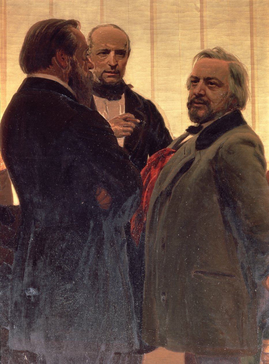 Władimir Odoevsky (1803-69), Mily Balakirev (1837-1910) i Michaił Iwanowicz Glinka (1804-57), lata 90. XIX wieku (szczegół) autorstwa Ilya Efimovich Repin