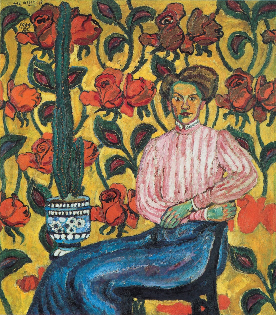 Portret Varvary Pietrownej Vinogradowej, 1909 autorstwa Ilya Ivanovich Mashkov