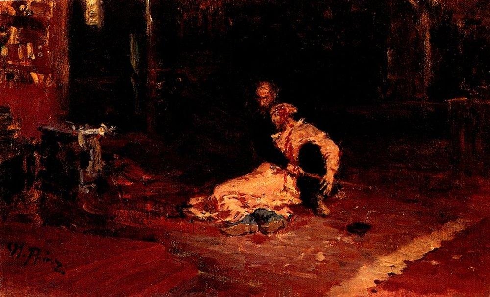 Iwan Groźny i jego syn Iwan. autorstwa Ilya Efimovich Repin