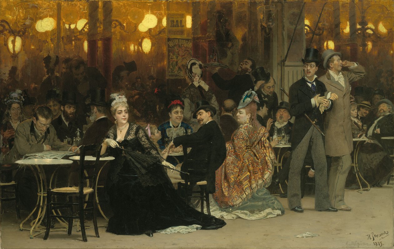 Paryska kawiarnia, 1875 autorstwa Ilya Efimovich Repin
