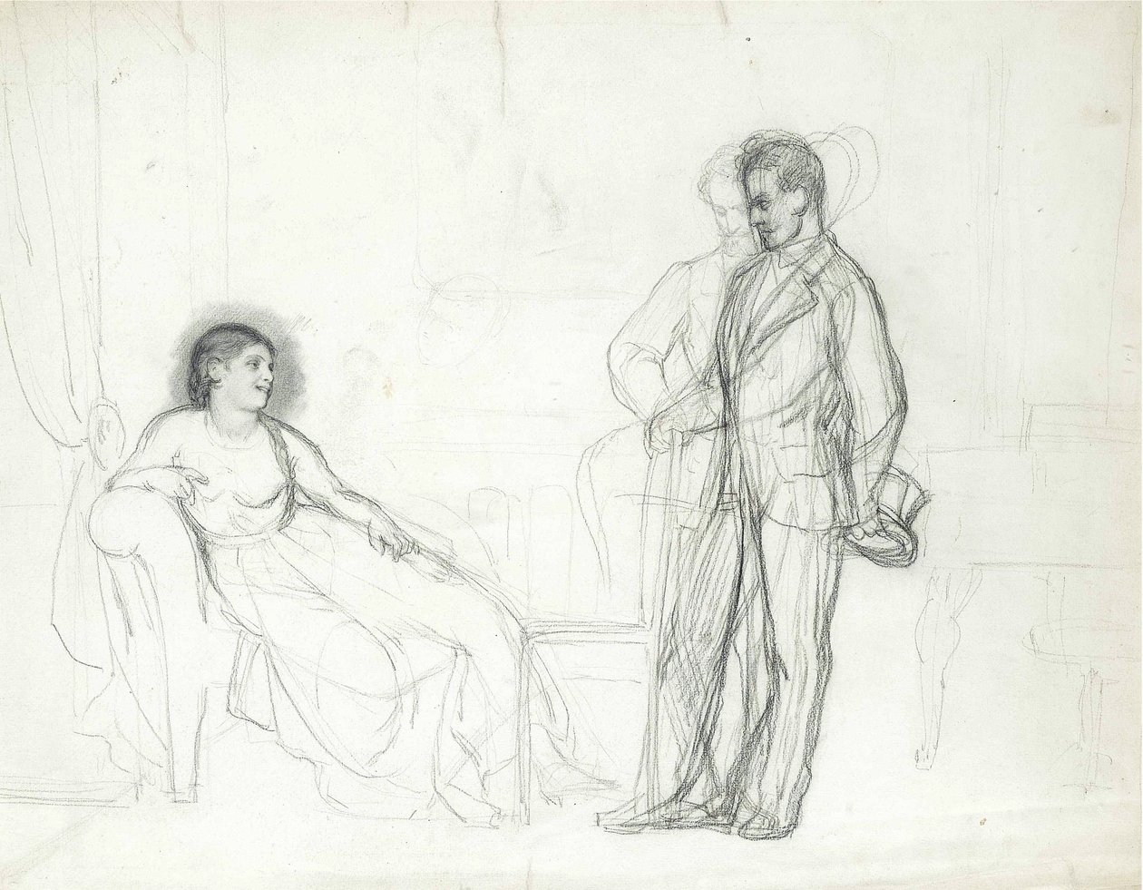Adelina Patti (1843-1919) jako Violetta w operze Traviata Giuseppe Verdi par Repin, Ilya Yefimovich (1844-1930), koniec lat 60.-początek lat 70. XIX wieku - Ołówek na papierze - Pałac Konstantyna, Petersburg autorstwa Ilya Efimovich Repin
