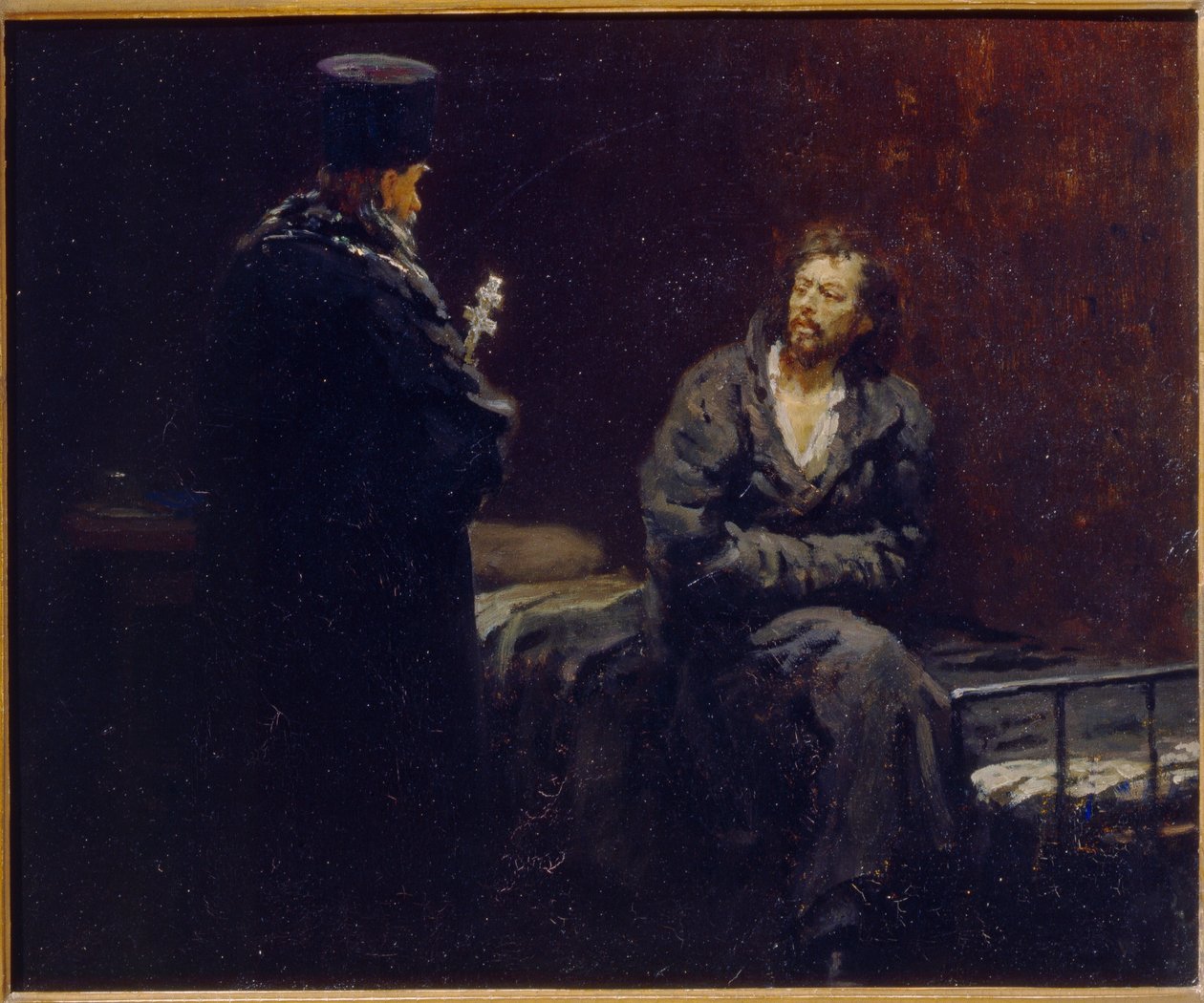Przed spowiedzią. Obraz Ilji Jefimowicza Repina (Ilia Repin) (1844-1930), olej na płótnie autorstwa Ilya Efimovich Repin