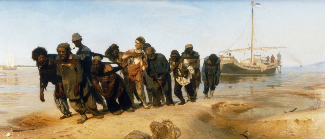 Przewoźnicy barek na Wołdze (Rosja) autorstwa Ilya Efimovich Repin
