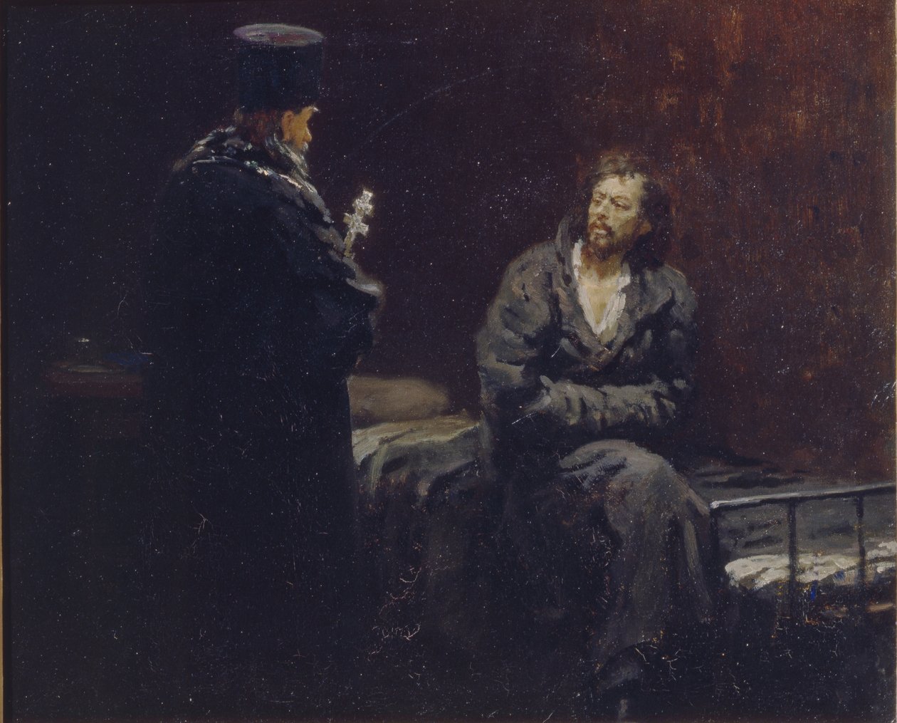 Przed spowiedzią, 1879-1885 autorstwa Ilya Efimovich Repin