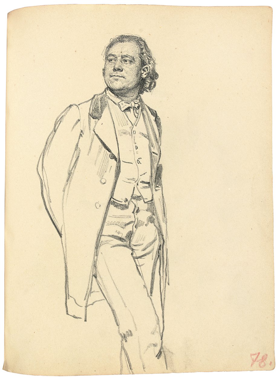 Postać stojącego mężczyzny, ok. 1930 r. 1872-1875 autorstwa Ilya Efimovich Repin