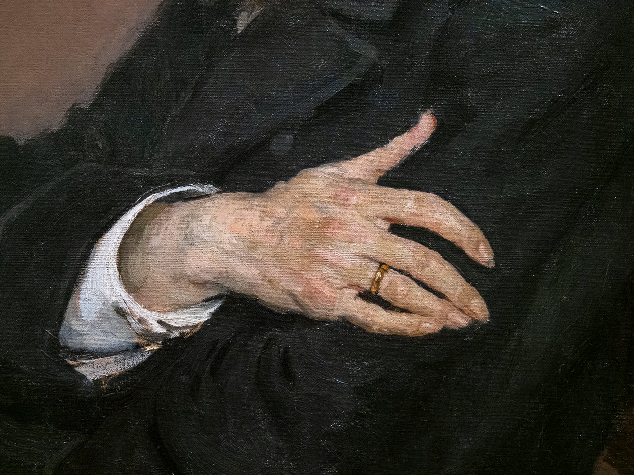 Portret Pawła Michajłowicza Tretiakowa (szczegół) autorstwa Ilya Efimovich Repin