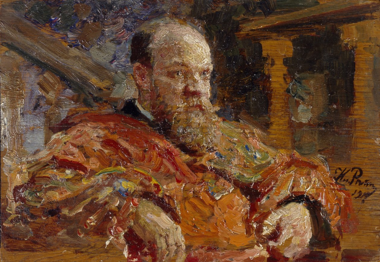 Portret Pawła Wiktorowicza Delarowa 1851-1913, 1910 autorstwa Ilya Efimovich Repin