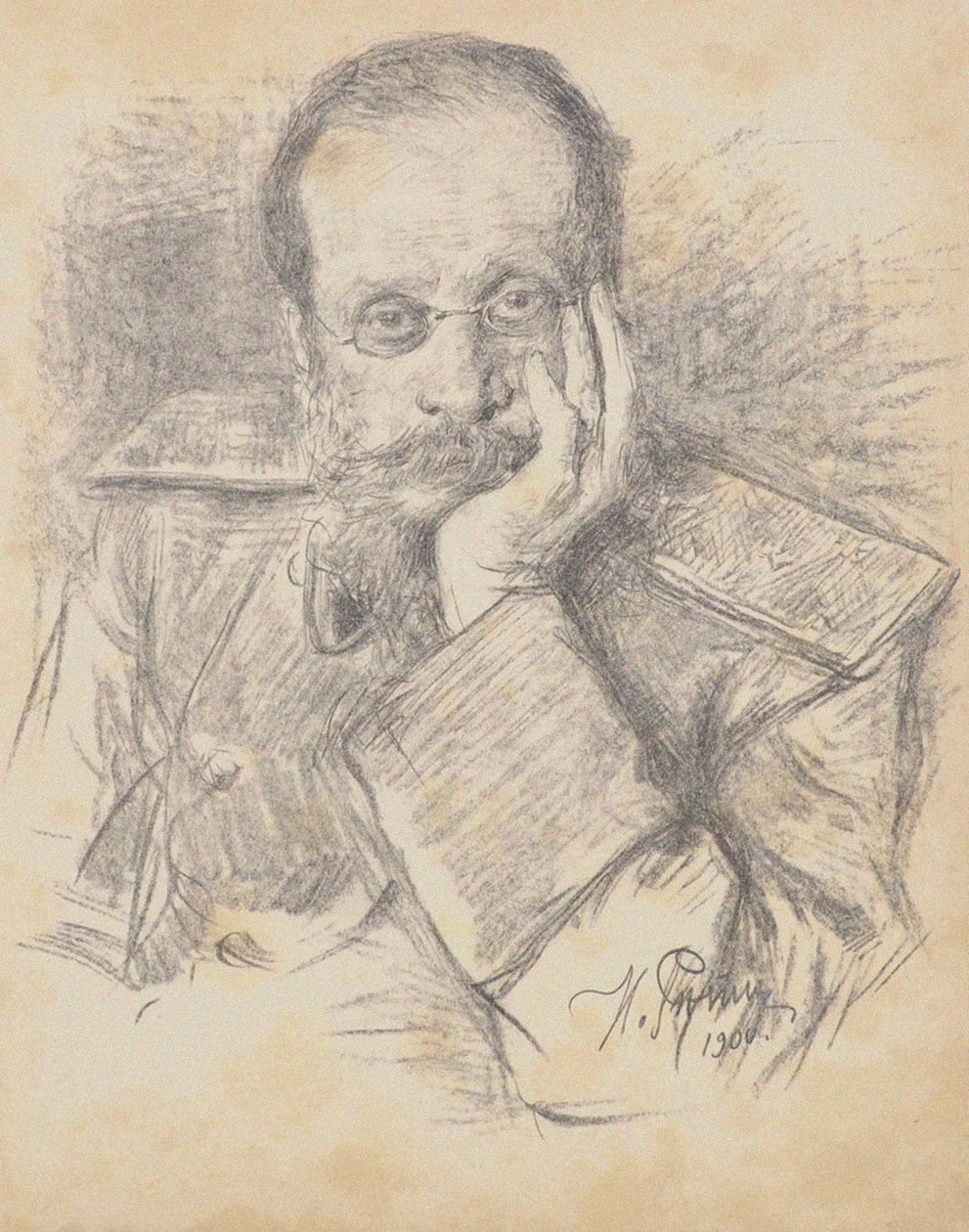 Portret kompozytora Césara Antonovicha Cui 1835-1918, 1900. autorstwa Ilya Efimovich Repin