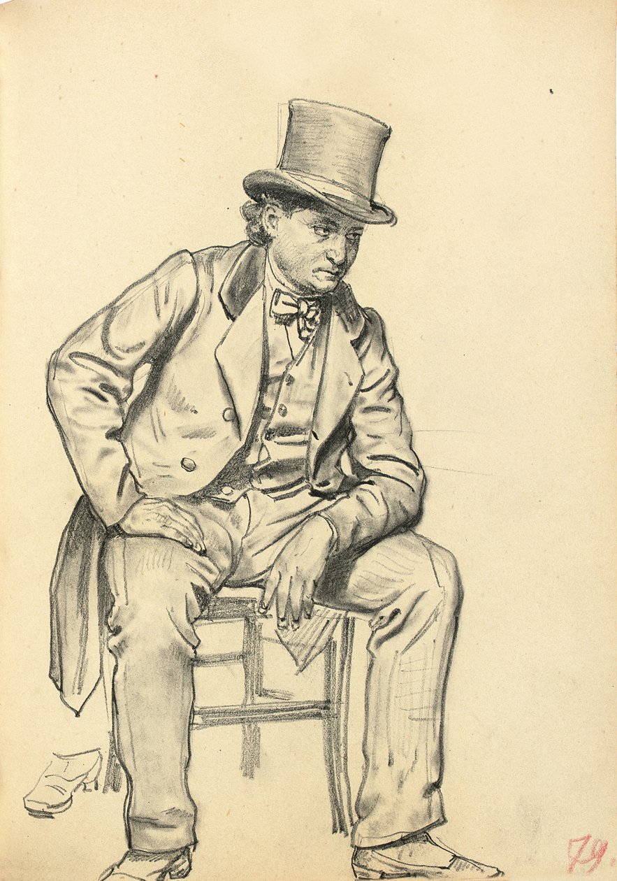 Siedzący mężczyzna z ramieniem opartym na nodze, c. 1872-1875 autorstwa Ilya Efimovich Repin