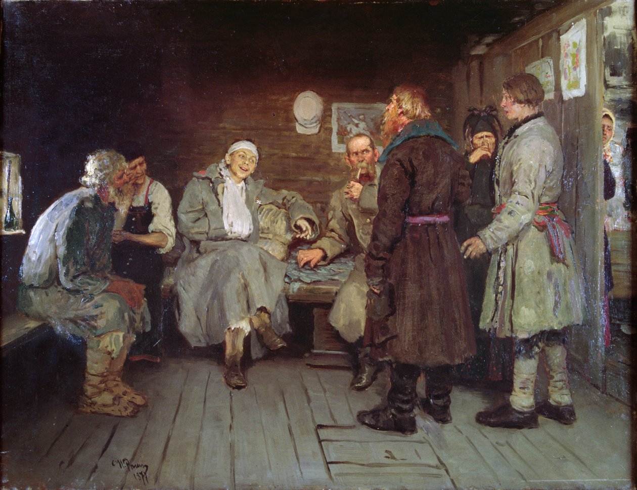 Opowieść żołnierska, 1877 autorstwa Ilya Efimovich Repin