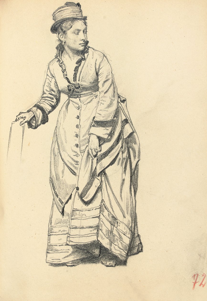 Stojąca kobieta trzymająca sukienkę, c. 1872-1875 autorstwa Ilya Efimovich Repin