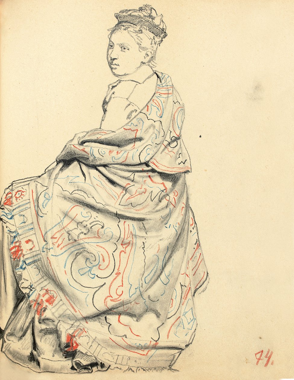Studium do „Kawiarni paryskiej”: Studium sukni dla siedzącej kobiety, ok. 1930 1872-1875 autorstwa Ilya Efimovich Repin