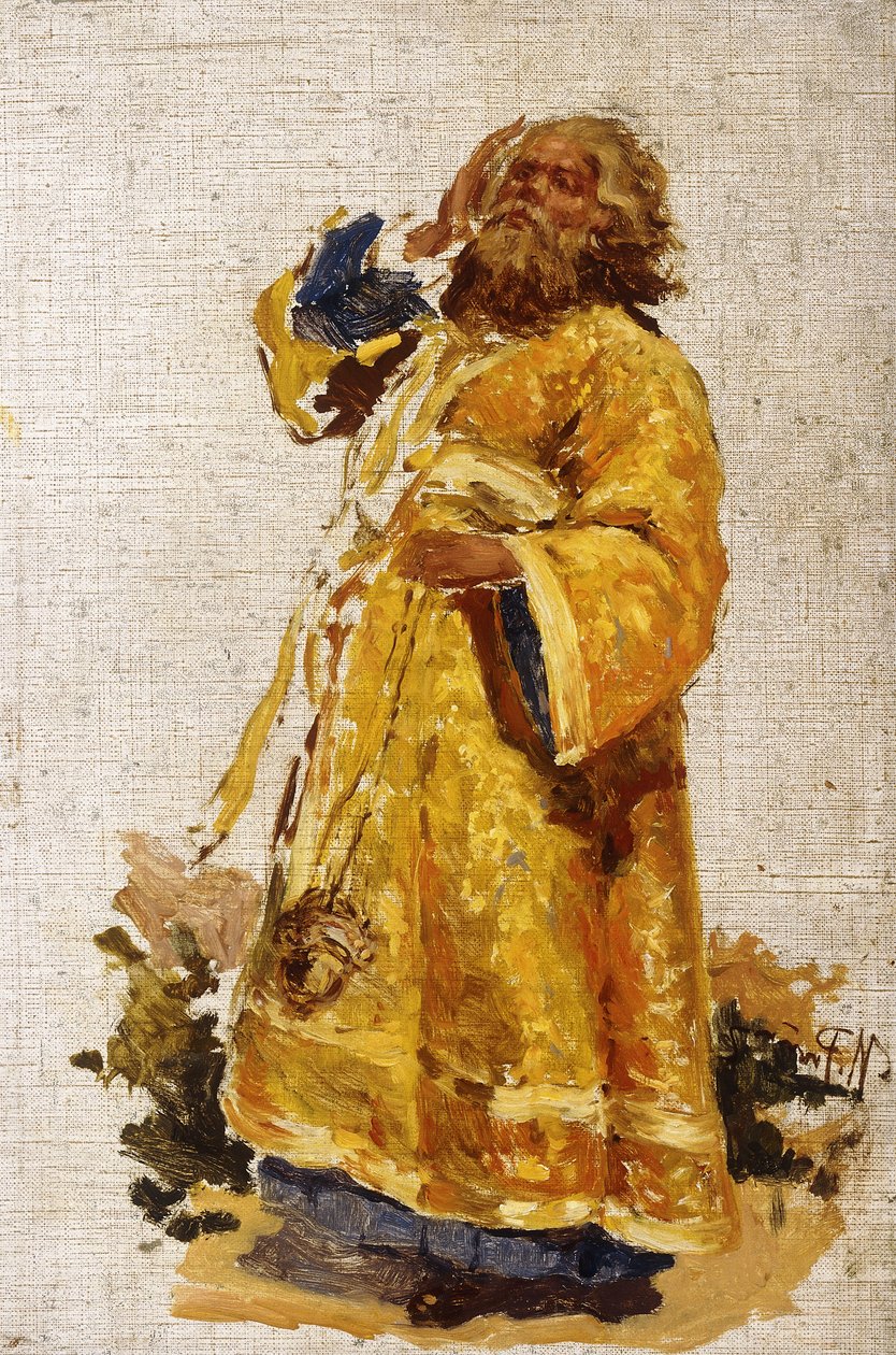 Studium diakona do obrazu „Proces religijny w prowincji Kursk” autorstwa Ilya Efimovich Repin