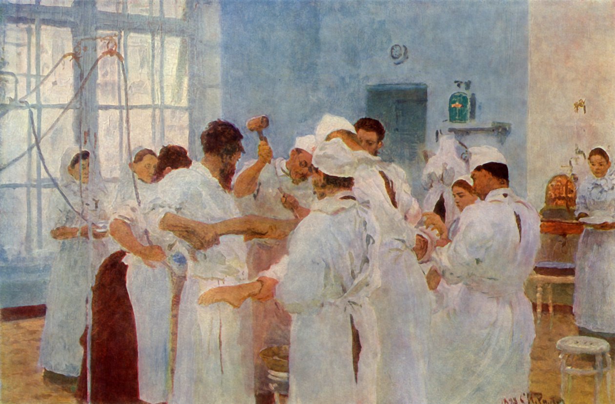 „Chirurg Jewgienij Wasiljewicz Pawłow 1845-1916 w sali operacyjnej”, 1888, 1965. autorstwa Ilya Efimovich Repin