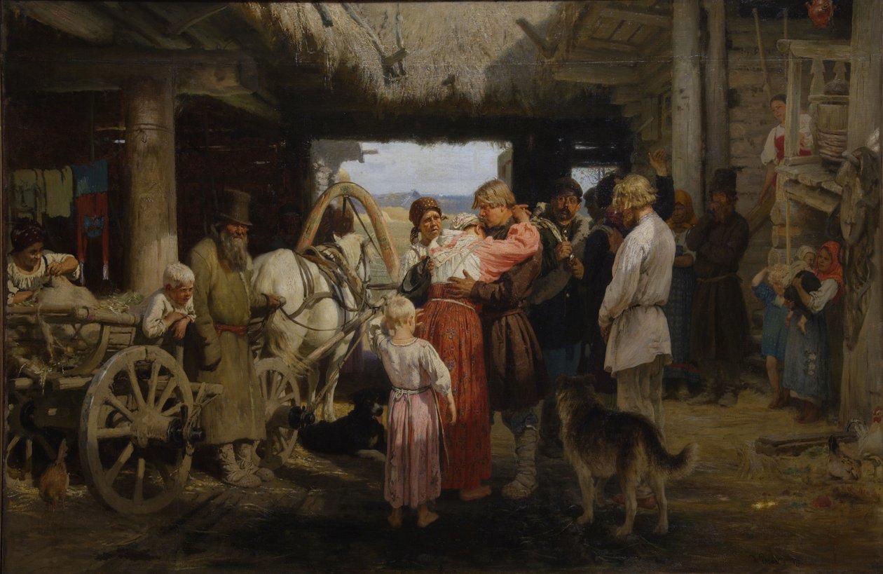 Pożegnanie Rekruta, 1879 autorstwa Ilya Efimovich Repin