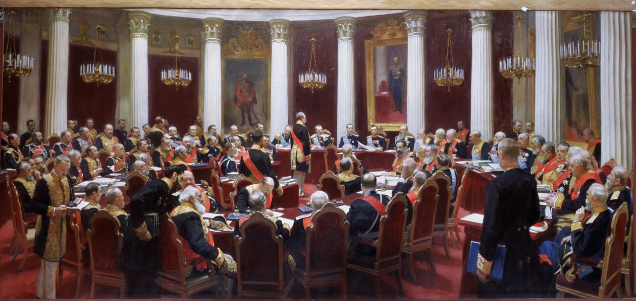 Jubileuszowa sesja Rady Państwa w Pałacu Marii 5 maja 1901 r. autorstwa Ilya Efimovich Repin