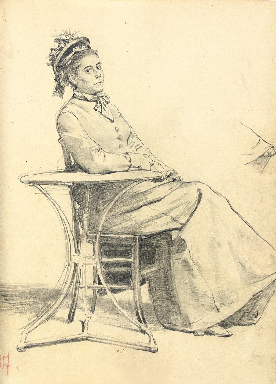 Kobieta siedząca przy stoliku w kawiarni, c. 1872-1875 autorstwa Ilya Efimovich Repin