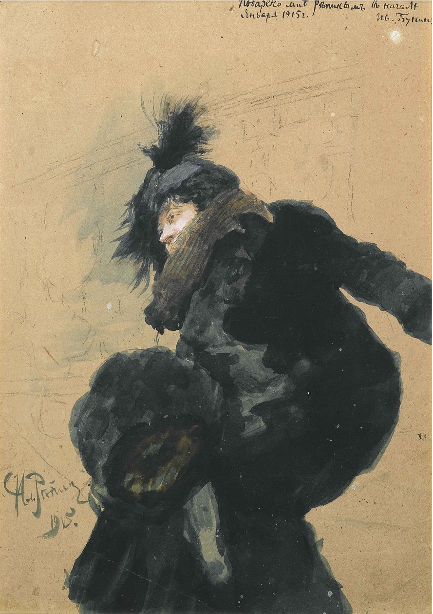 Kobieta w futrze, 1915 autorstwa Ilya Efimovich Repin