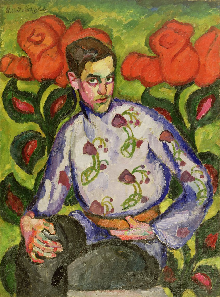 Portret chłopca w kolorowej koszuli, 1909 autorstwa Ilya Ivanovich Mashkov