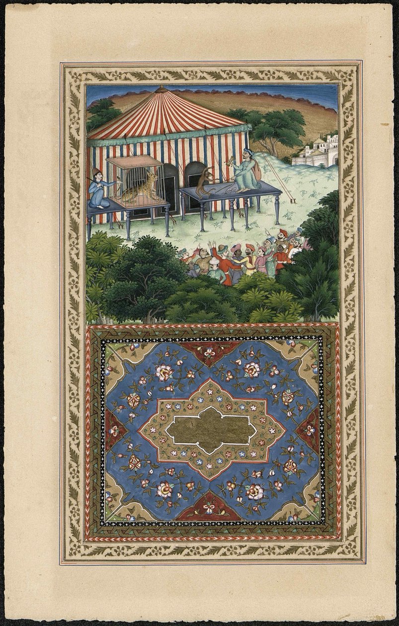 Le Singe et le Leopard Małpa i lampart, 1837-1839. autorstwa Imam Bakhsh Lahori