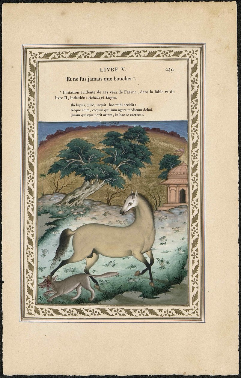 Koń i wilk Koń i wilk, 1837-1839. autorstwa Imam Bakhsh Lahori